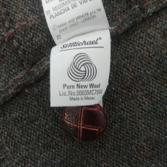 Vintage St Michael Men lambswool pure new wool cardigan sweater Small green - Picture 15 of 16